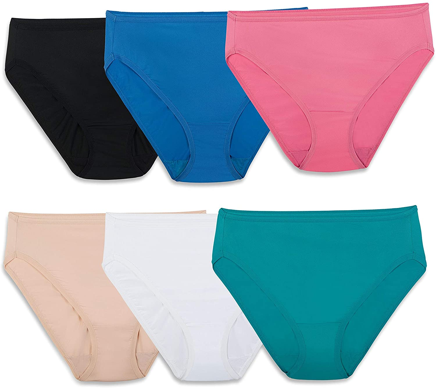 Fruit of the Loom Women'S Underwear Microfiber Panties (Regular & plus Size) Apparel & Accessories > Clothing > Underwear & Socks > Underwear Fruit of the Loom Hi Cut - 6 Pack - Assorted Hi Cut 7
