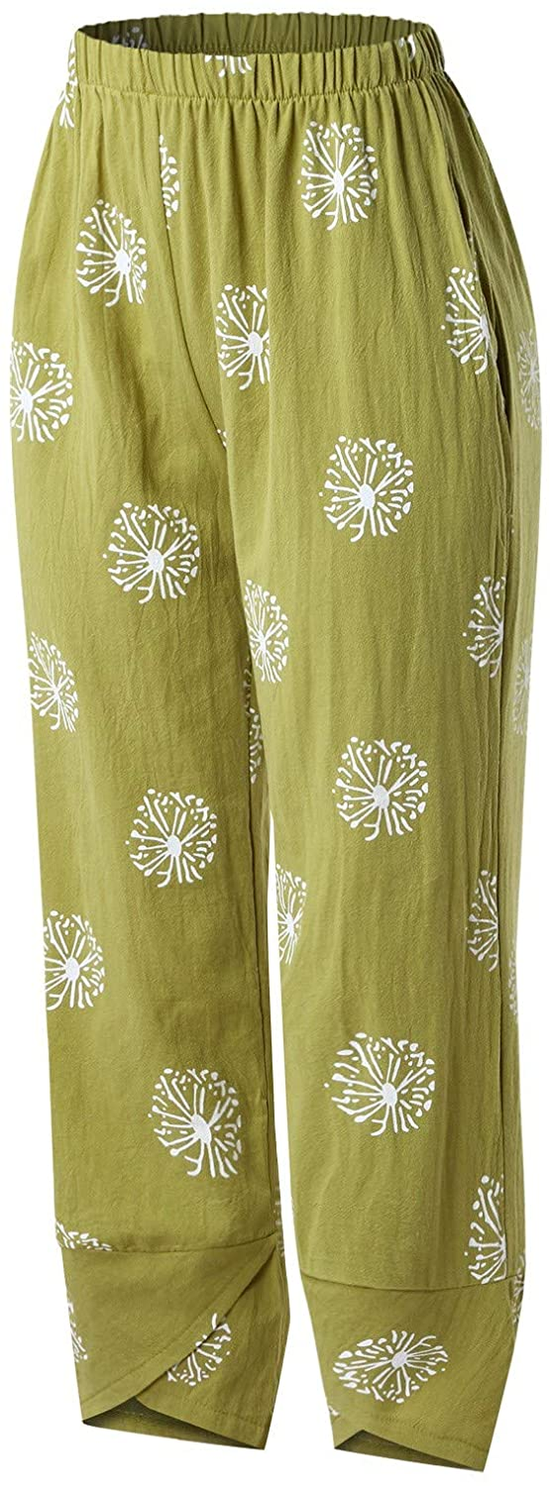 Burband Womens Thai Pants Bohemian Yoga High Waist Harem Pants Flowy Floral Print Wide Leg Palazzo Lounge Trousers Apparel & Accessories > Clothing > Underwear & Socks > Shapewear Burband