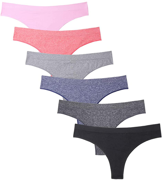 Imakokoni Seamless Thongs for Women No Show 6 Pack Women's Nylon Spandex Thong Underwear Apparel & Accessories > Clothing > Underwear & Socks > Underwear imakokoni Multi-b Medium