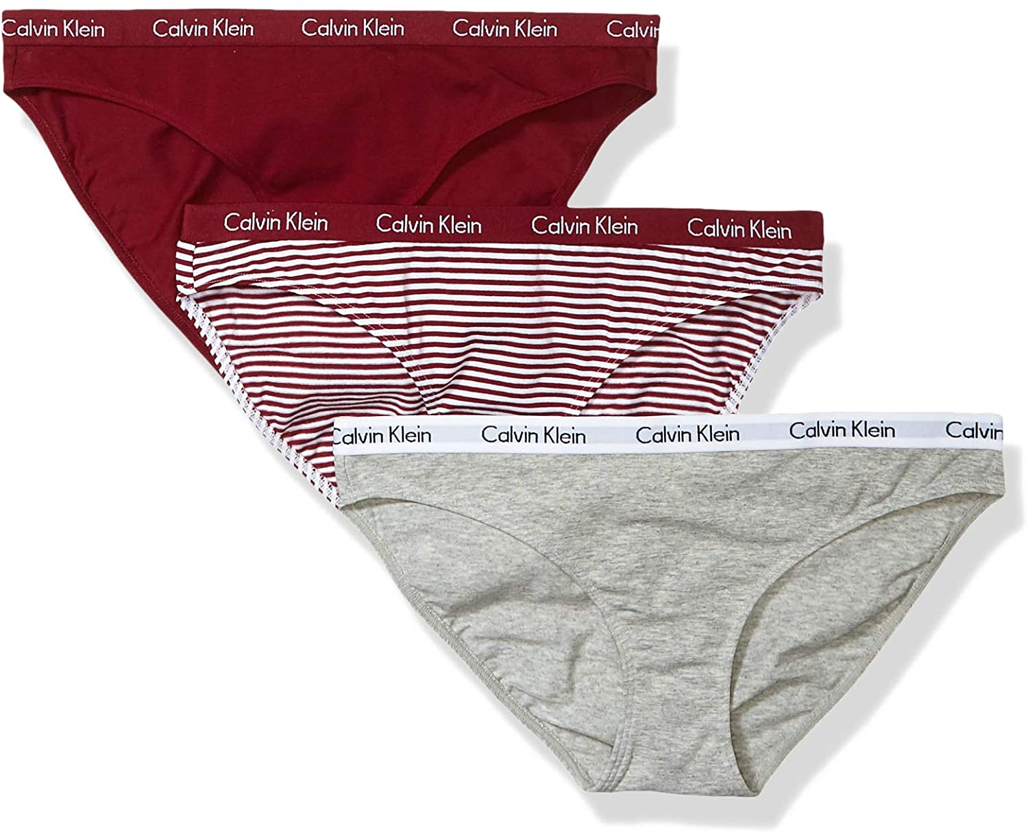 Calvin Klein Women'S Carousel Logo Cotton Bikini Panty Apparel & Accessories > Clothing > Underwear & Socks > Underwear Calvin Klein Grey Heather/Raspberry Jam/Stripe 3 Large