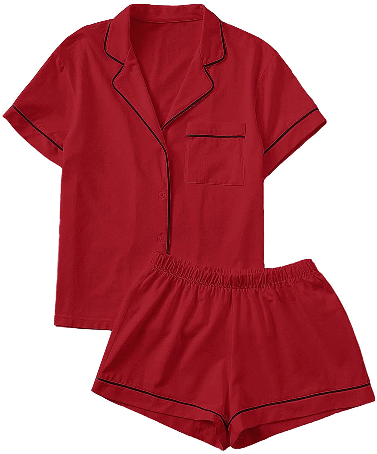 Floerns Women's Notch Collar Short Sleeve Sleepwear Two Piece Pajama Set Apparel & Accessories > Clothing > Sleepwear & Loungewear > Pajamas Floerns