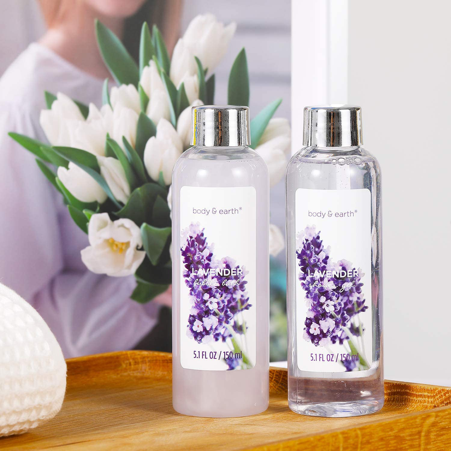 Gift Basket for Women - Bath Spa Baskets Gift Set for Women, Body & Earth 7 Pcs Lavender Bath Gifts for Birthday Mom Friend with Shower Gel, Bubble Bath, Bath Salts ,Body Lotion, Scented Candle Arts & Entertainment > Party & Celebration > Gift Giving BODY & EARTH
