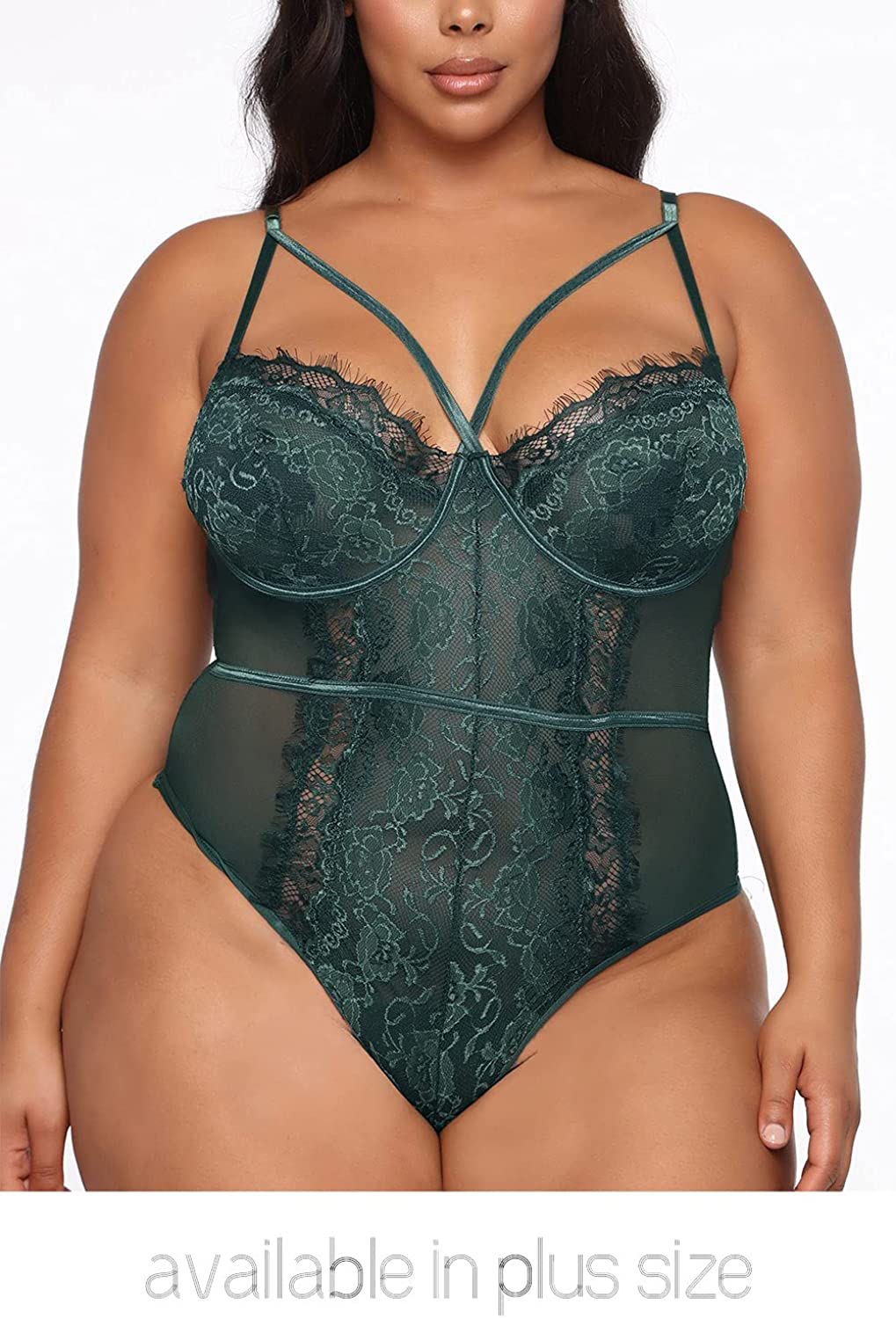 Aranmei Women's Sexy Eyelash Lace bodysuit Snap Crotch Teddy Lingerie Apparel & Accessories > Clothing > Underwear & Socks > Lingerie Aranmei