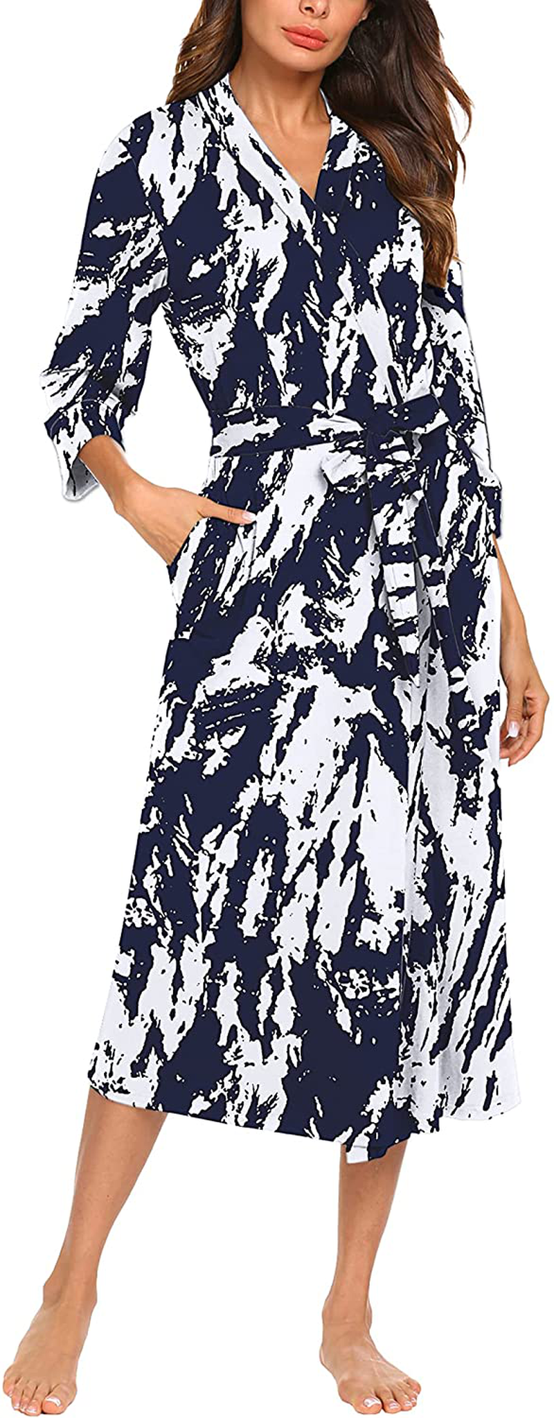 MAXMODA Women Kimono Robes Long Knit Bathrobe Soft Robe Casual Ladies Loungewear S-3XL Apparel & Accessories > Clothing > Sleepwear & Loungewear > Robes MAXMODA