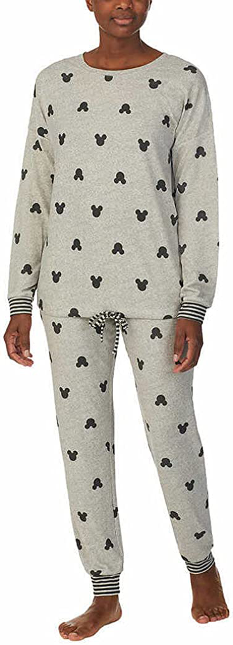Disney Womens 2 Piece Cozy Pajama Set Apparel & Accessories > Clothing > Sleepwear & Loungewear > Pajamas Disney Gray Mickey Mouse Medium