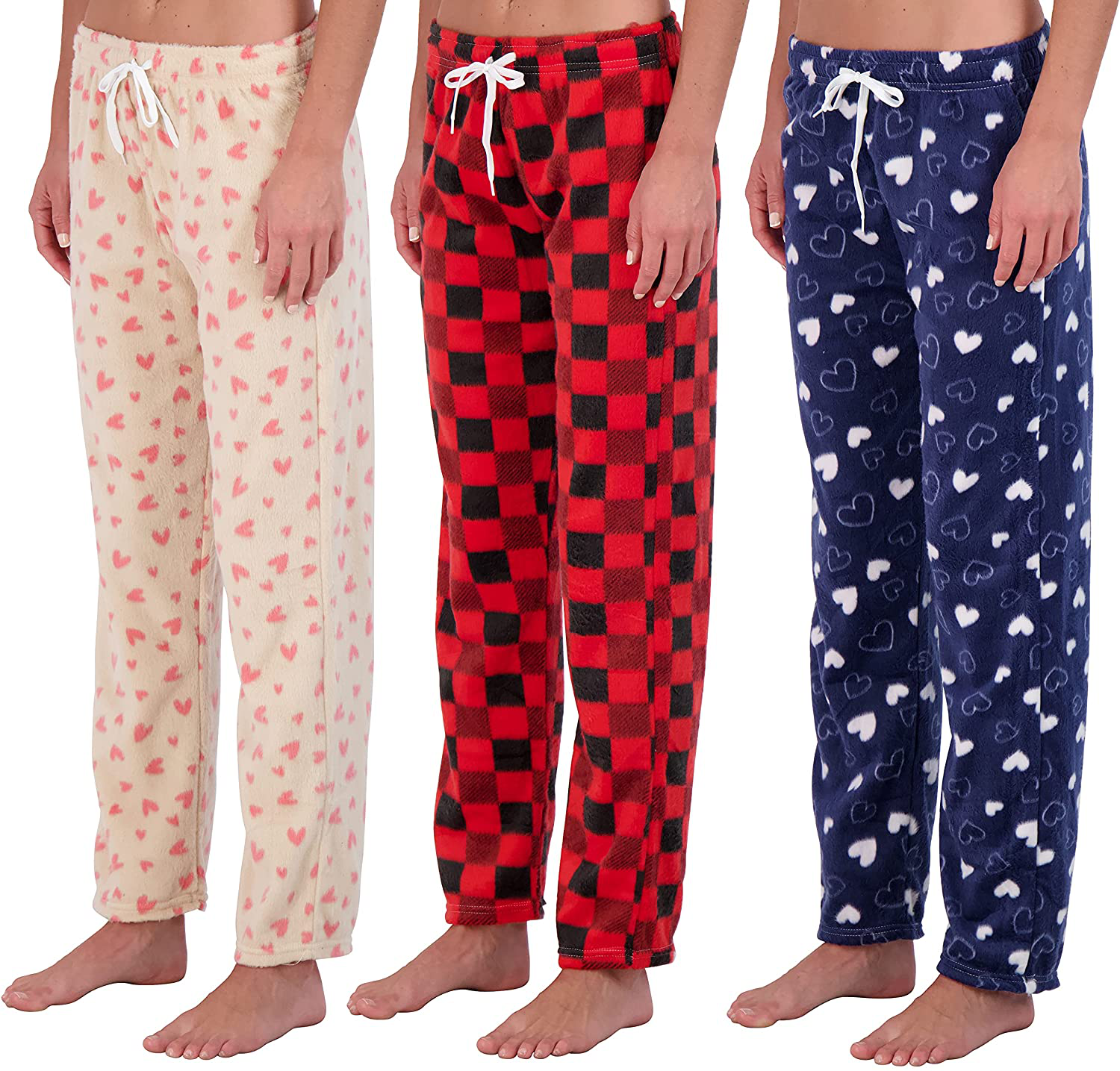 Real Essentials 3 Pack: Women’s Ultra-Soft Fleece Comfy Stretch Pajama Lounge Pants Elegant Sleepwear Apparel & Accessories > Clothing > Sleepwear & Loungewear > Pajamas Real Essentials Fleece Set F Small