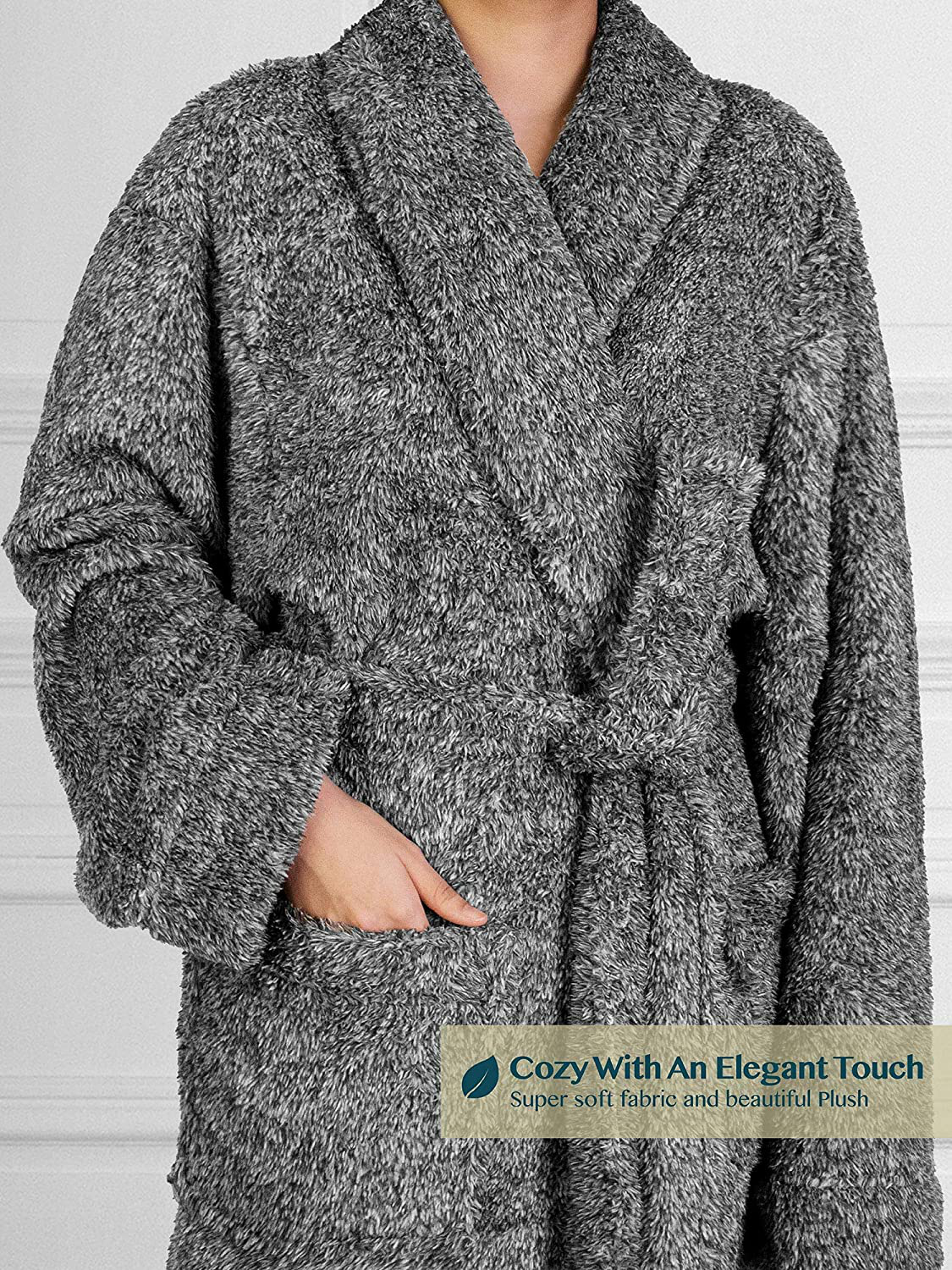 PAVILIA Mens Fleece Sherpa Robe | Soft Warm Shaggy Bathrobe for Men, Plush Spa Robe Apparel & Accessories > Clothing > Sleepwear & Loungewear > Robes Kylie Max