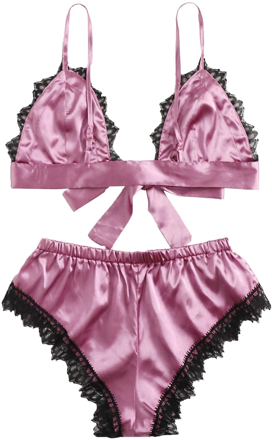 Sweatyrocks Women'S Lace Trim Underwear Lingerie Straps Bralette and Panty Set Apparel & Accessories > Clothing > Sleepwear & Loungewear Kylie Max
