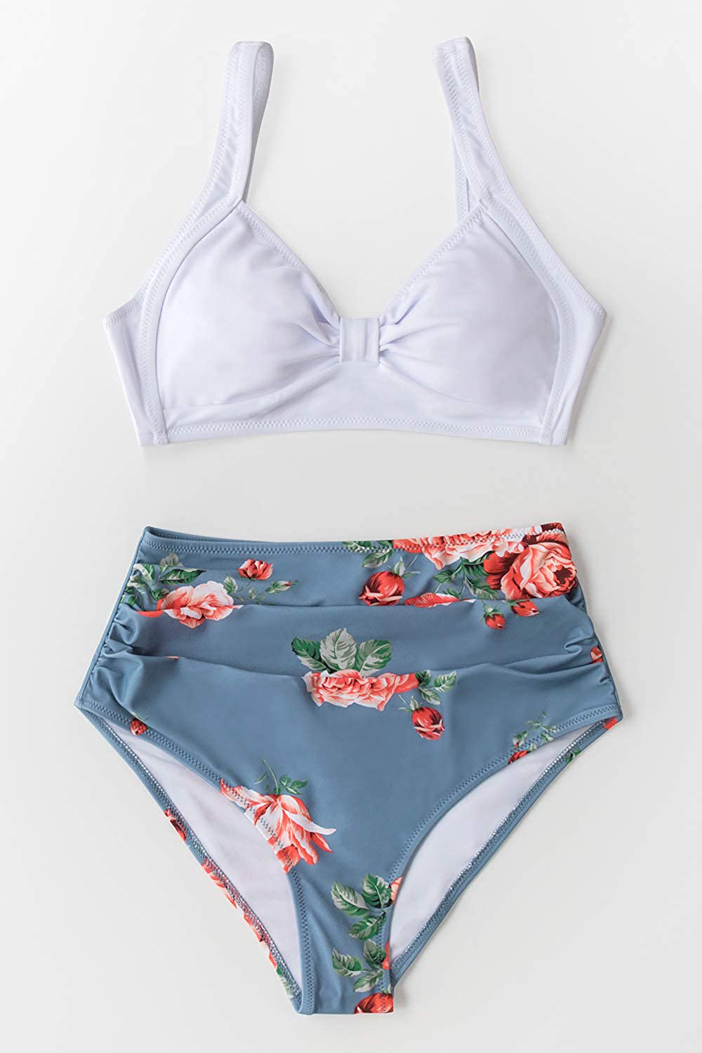 CUPSHE Women's High Waist Bikini Swimsuit Floral Print Knot Two Piece Bathing Suit Apparel & Accessories > Clothing > Swimwear KYLIE MAX