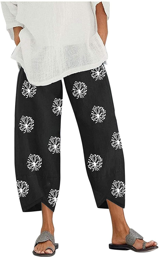 Burband Womens Thai Pants Bohemian Yoga High Waist Harem Pants Flowy Floral Print Wide Leg Palazzo Lounge Trousers Apparel & Accessories > Clothing > Underwear & Socks > Shapewear Burband Black Small