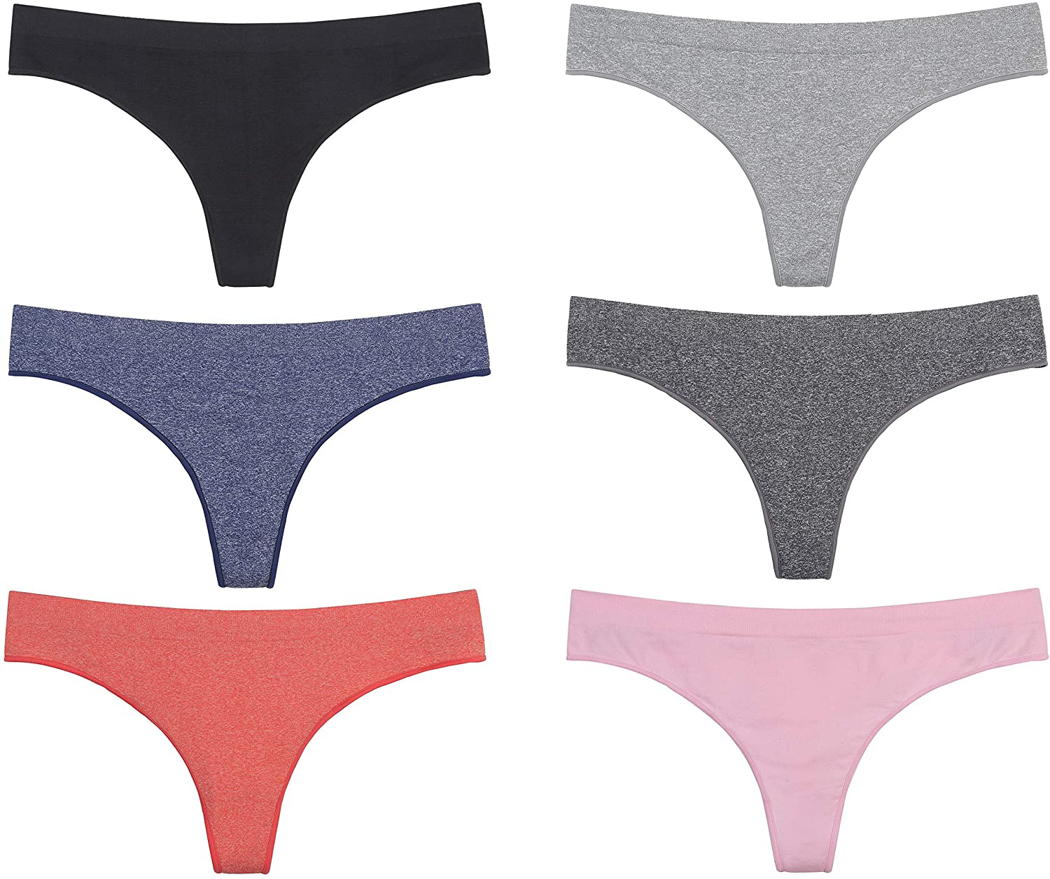 Imakokoni Seamless Thongs for Women No Show 6 Pack Women's Nylon Spandex Thong Underwear Apparel & Accessories > Clothing > Underwear & Socks > Underwear imakokoni