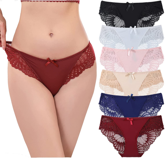 LEVAO Womens Bikini Panties Underwear Lace Hipster Seamless Sexy Hi Cuts Pack 6 Apparel & Accessories > Clothing > Underwear & Socks > Underwear LEVAO 6 Pack -2 Medium
