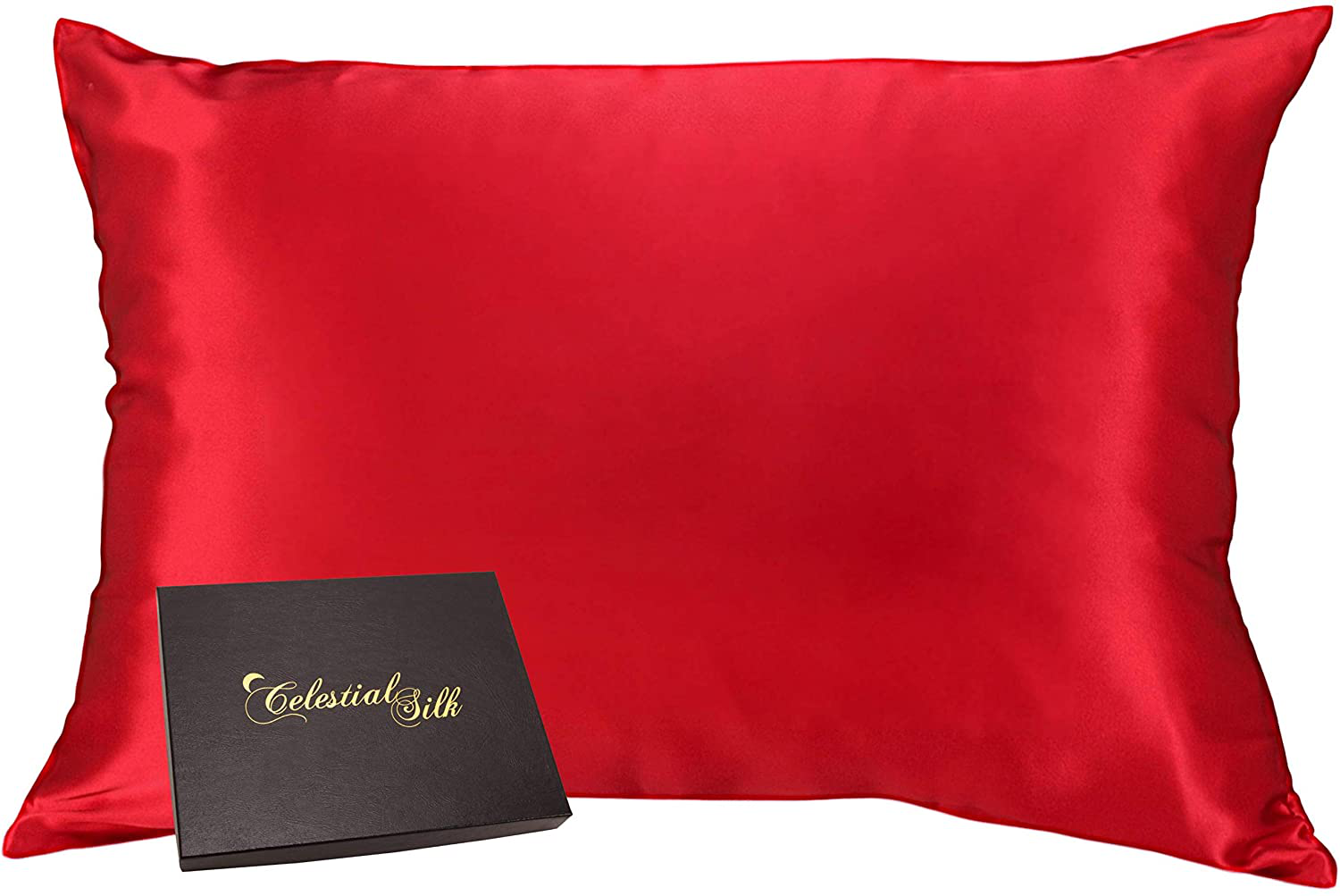 Celestial Silk 100% Pure Mulberry Silk Pillowcase Premium 25 Momme for Hair and Skin, Hypoallergenic Charmeuse Silk Weave on Both Sides - Hidden Zipper Closure (King, Vintage Pink) Arts & Entertainment > Party & Celebration > Gift Giving Celestial Silk Bright Red Queen