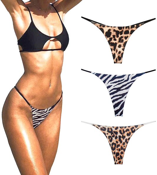 Cotton Thongs for Women Sexy Seamless Woman G String Panties 3 Pack Set Apparel & Accessories > Clothing > Underwear & Socks > Underwear KYLIE MAX Leopard Series Medium