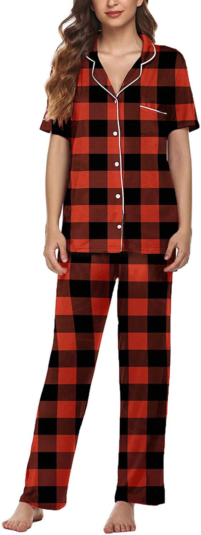 Avidlove Women Pajamas Set Notch Collar Soft Sleepwear Pjs Short Sleeve Button Down Nightwear with Long Pants Apparel & Accessories > Clothing > Sleepwear & Loungewear > Pajamas Avidlove