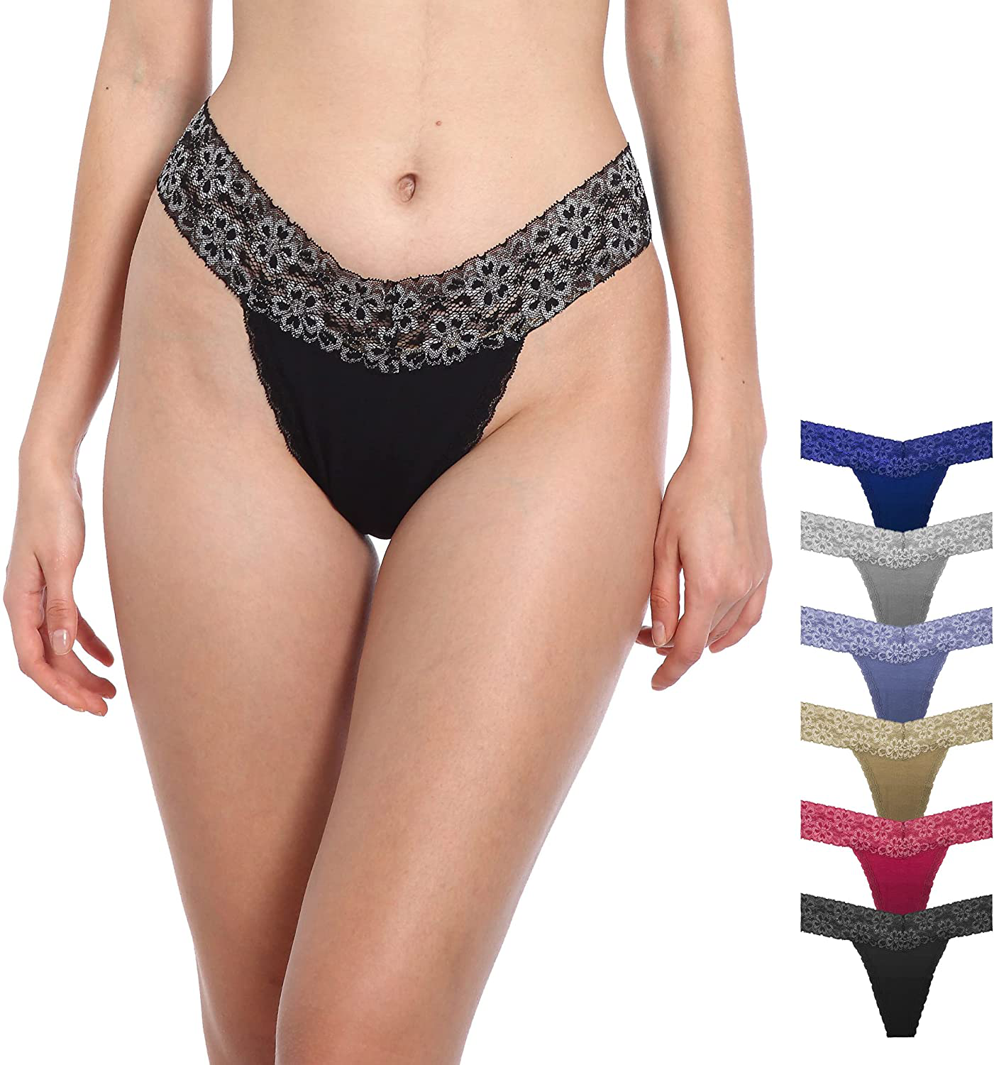 Pmrxi Pack of 10 Sexy Tangas Women Lace Thongs Plus Size Cotton Thongs Panties, Assorted Apparel & Accessories > Clothing > Underwear & Socks > Underwear Pmrxi 6 Pieces-c XX-Large