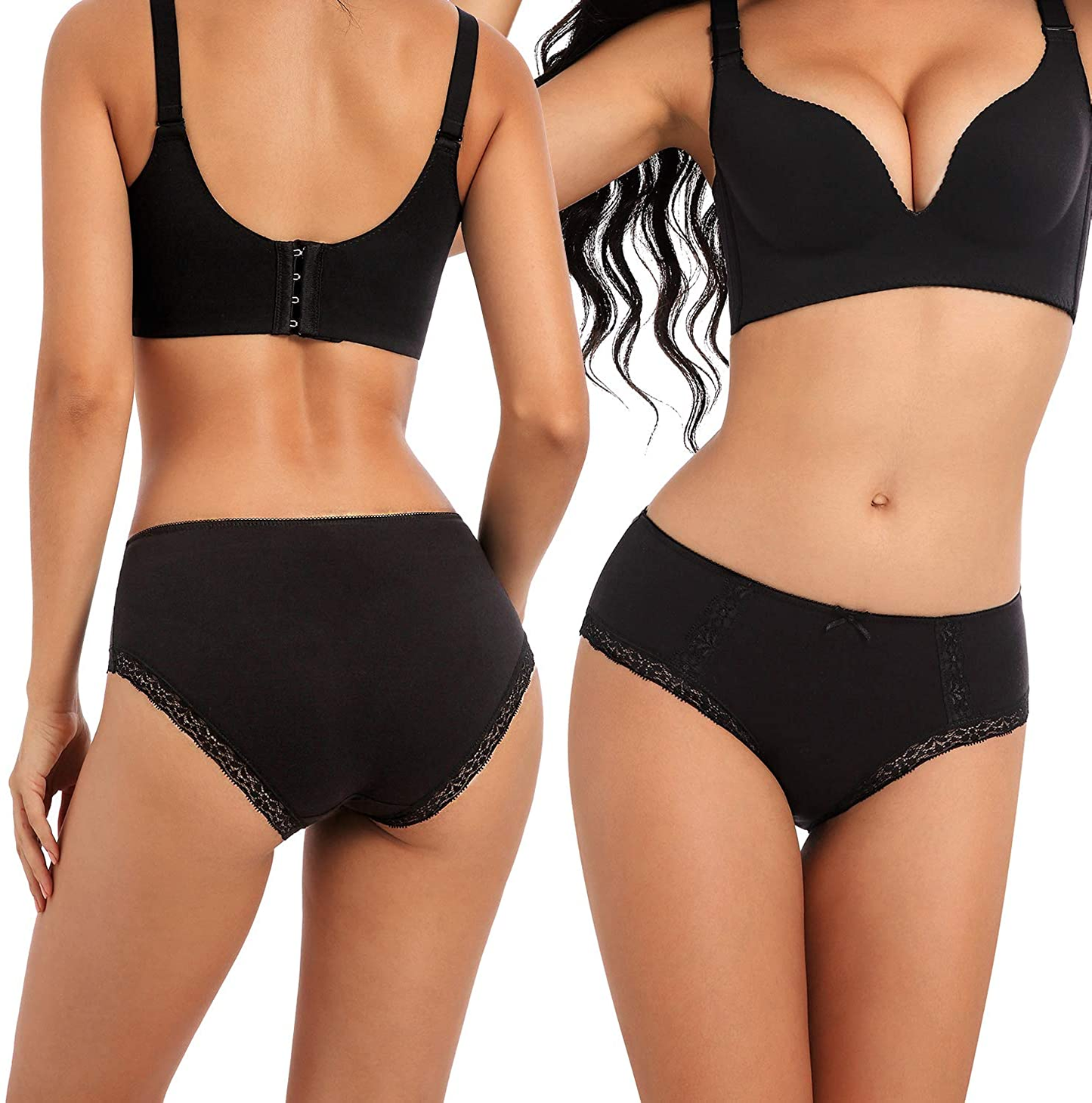VEENXTHA Womens Underwear Panties Cotton Brief Lace Breathable Stretch Medium Waist Pack of 5 Apparel & Accessories > Clothing > Underwear & Socks > Underwear VEENXTHA