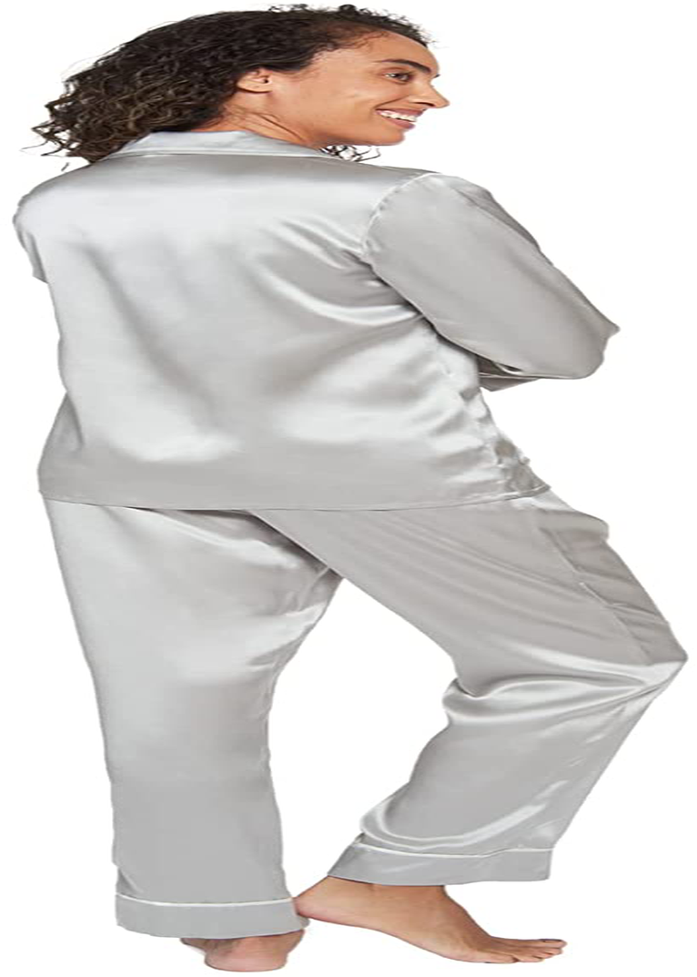 MYK 100% Mulberry Silk Classic Two Piece Pajama Set Button down Long Length for Women Apparel & Accessories > Clothing > Sleepwear & Loungewear > Pajamas Kylie Max