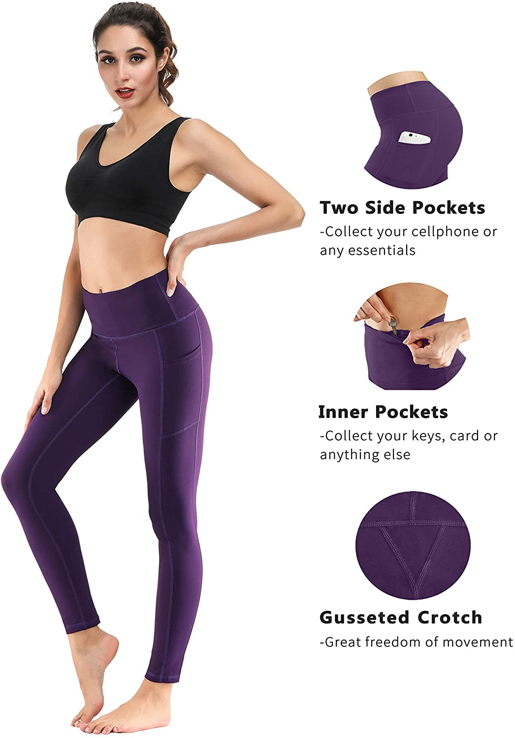 Fengbay 2 Pack High Waist Yoga Pants, Pocket Yoga Pants Tummy Control Workout Running 4 Way Stretch Yoga Leggings Apparel & Accessories > Clothing > Activewear KYLIE MAX