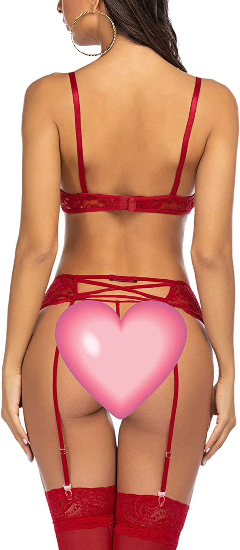 Avidlove Sexy Lingerie for Women Lingerie Set with Garter Belts Lace Teddy Babydoll Bodysuit Nightwear Outfit Apparel & Accessories > Clothing > Underwear & Socks > Lingerie Avidlove