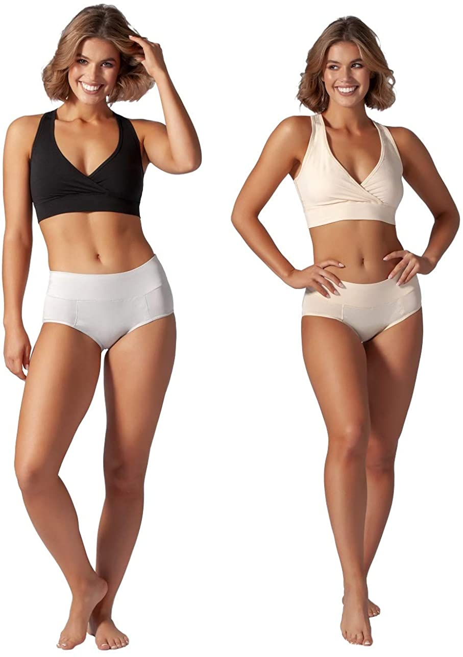 Bambody Absorbent Panty: Period Panties/Maternity & Postpartum Underwear Apparel & Accessories > Clothing > Underwear & Socks > Underwear Bambody 2 Pack (Grey/Nude) Small