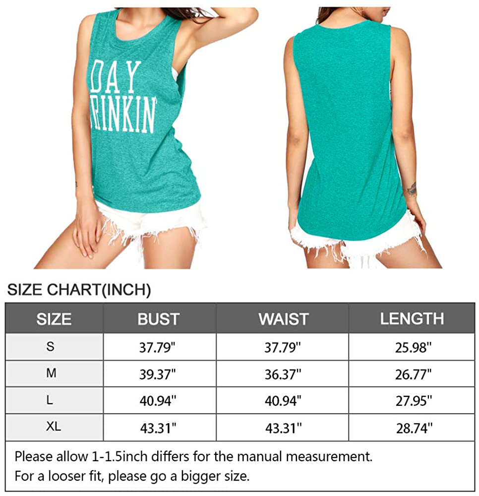Bealatt Day Drinkin’ Casual Tank Tops Funny Letters Print Vest T-Shirt, Cute Drinking Shirt Tank for Women Apparel & Accessories > Clothing > Activewear Kylie Max