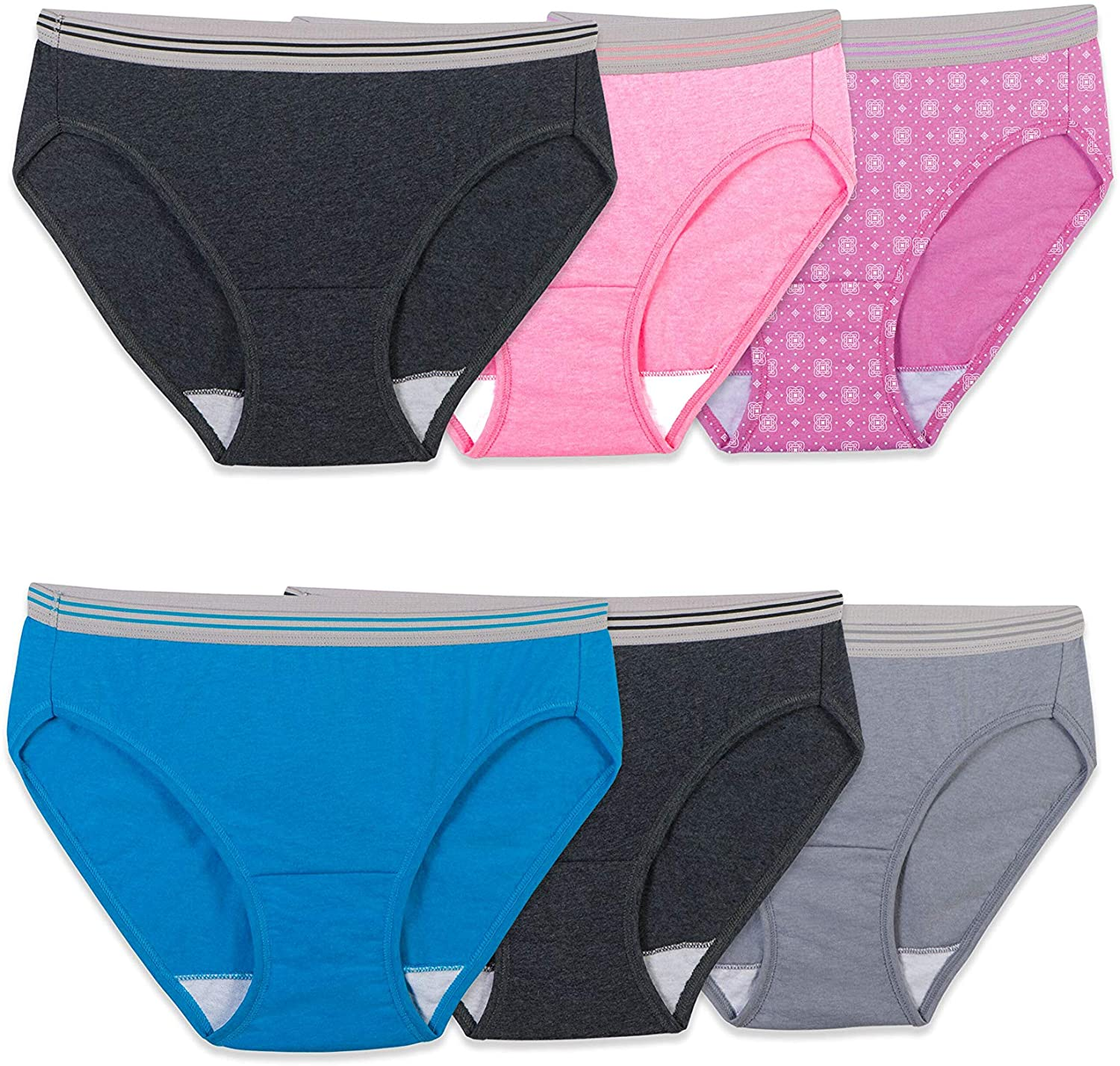 Fruit of the Loom Women'S Tag Free Cotton Bikini Panties Apparel & Accessories > Clothing > Underwear & Socks > Underwear Fruit of the Loom 6 Pack - Assorted Heathers 6