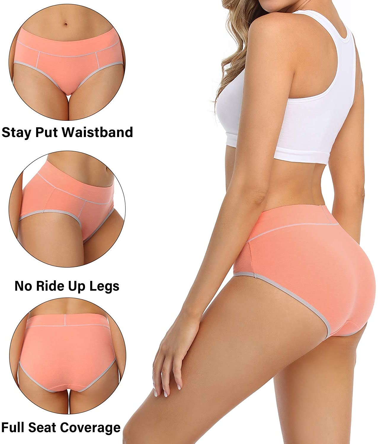 Wirarpa Women'S Cotton Stretch Underwear Comfy Mid Waisted Briefs Ladies Breathable Panties Multipack Apparel & Accessories > Clothing > Underwear & Socks > Underwear KYLIE MAX