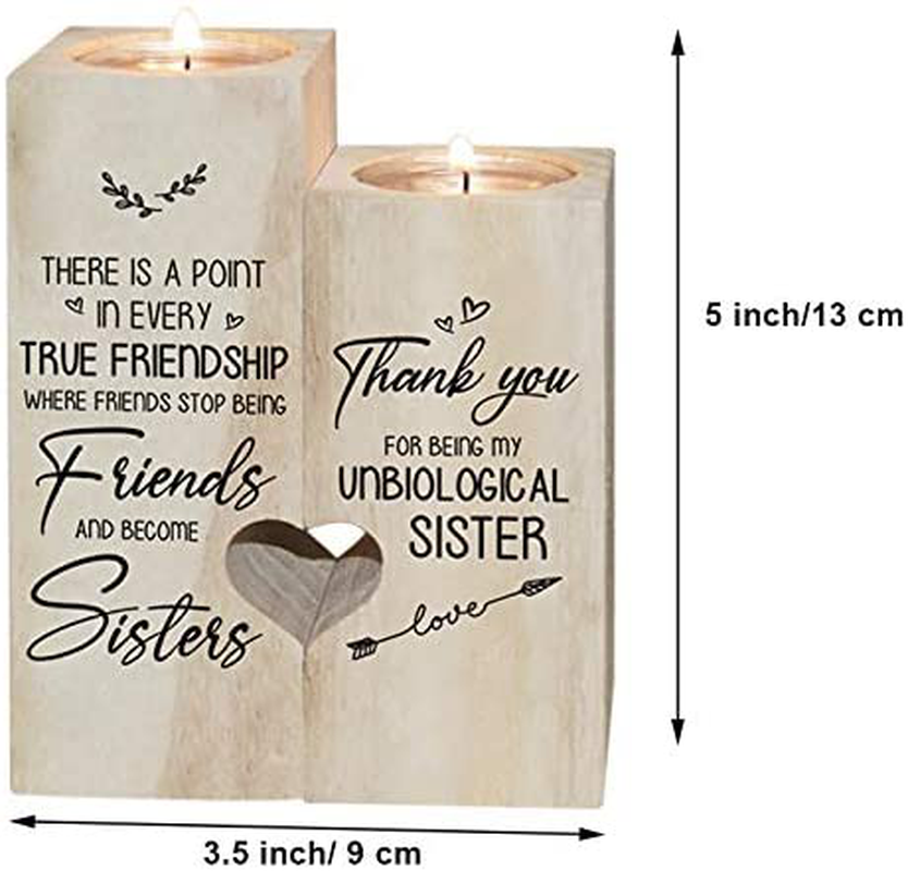 to My Bestie Candle Holder- Thank You for Being My Unbiological Sister Women Female Girl Friends LEFUYAN Personalized Custom Friendship Christmas Birthday Gift Wooden Candle Holder Arts & Entertainment > Party & Celebration > Gift Giving LEFUYAN