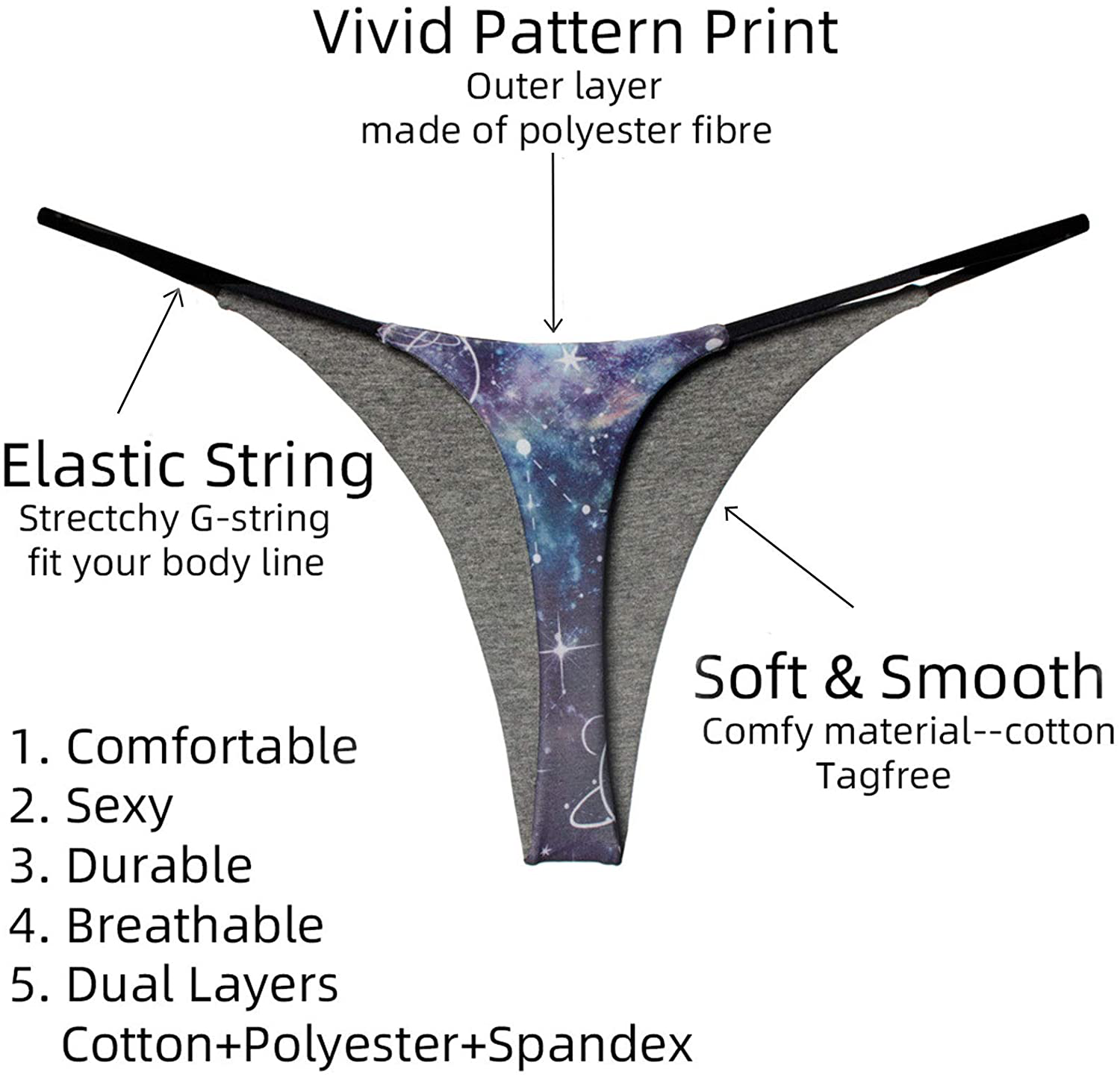 Cotton Thongs for Women Sexy Seamless Woman G String Panties 3 Pack Set Apparel & Accessories > Clothing > Underwear & Socks > Underwear KUKU PANDA