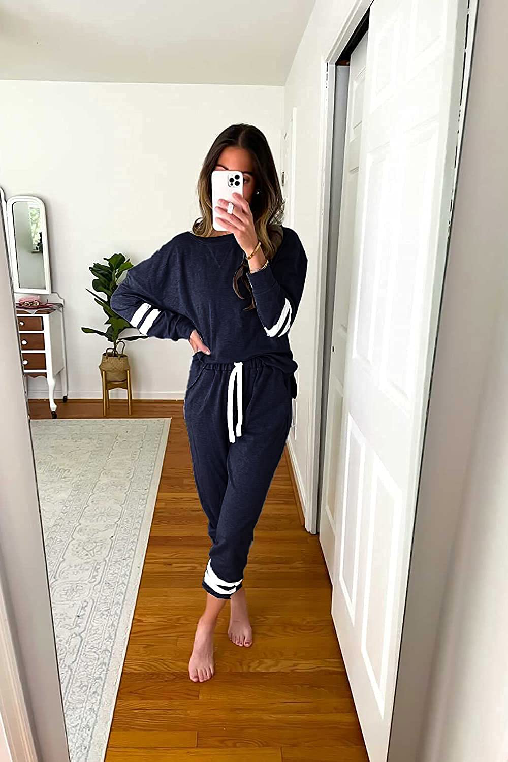 PRETTYGARDEN Women’s Tie Dye Two Piece Pajamas Set Long Sleeve Sweatshirt with Long Pants Sleepwear Apparel & Accessories > Clothing > Sleepwear & Loungewear > Pajamas PRETTYGARDEN