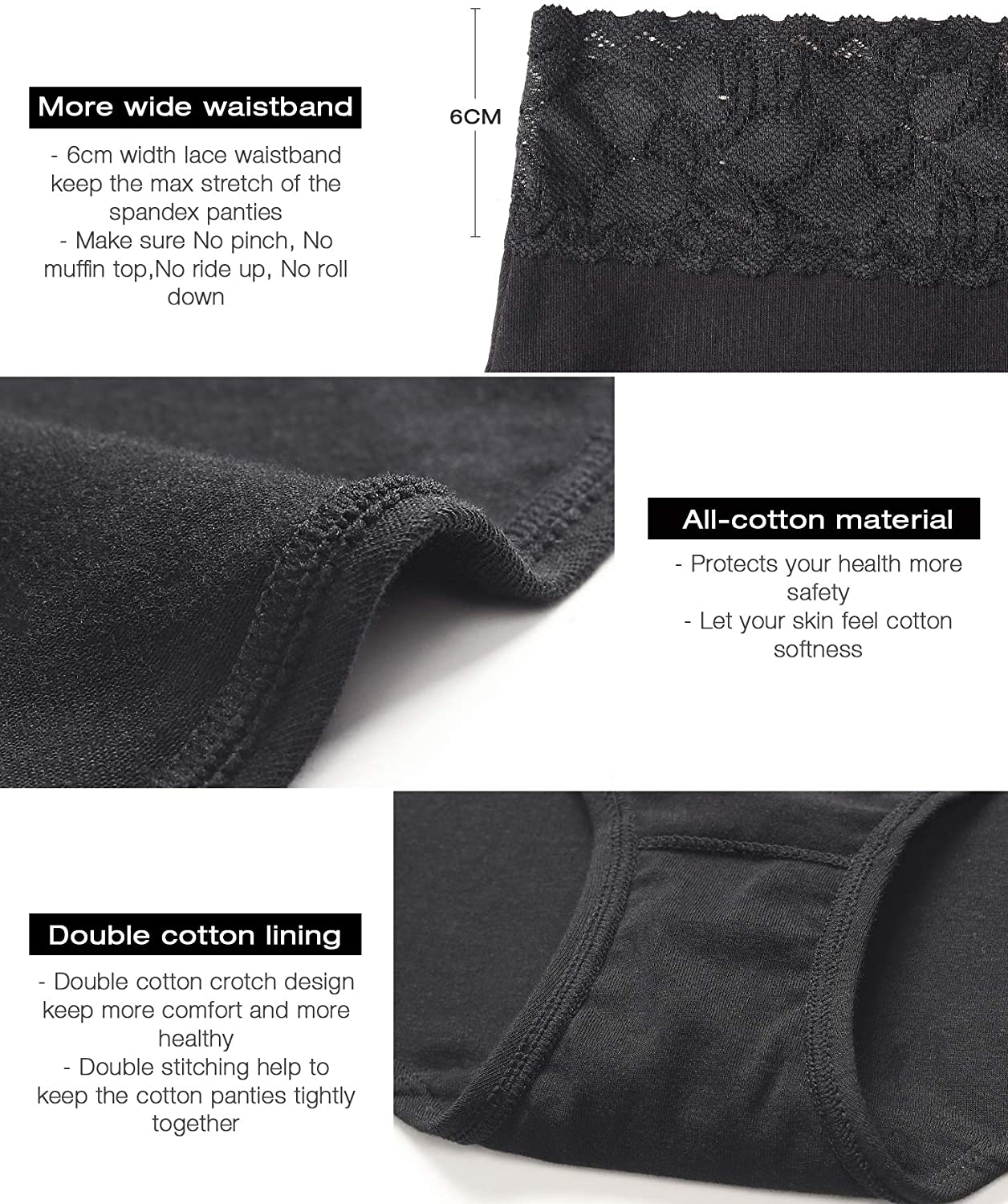 Cotton Hipster Panties for Women Lace Hiphugger Panties Bikini Underwear Pack Apparel & Accessories > Clothing > Underwear & Socks > Underwear Altheanray