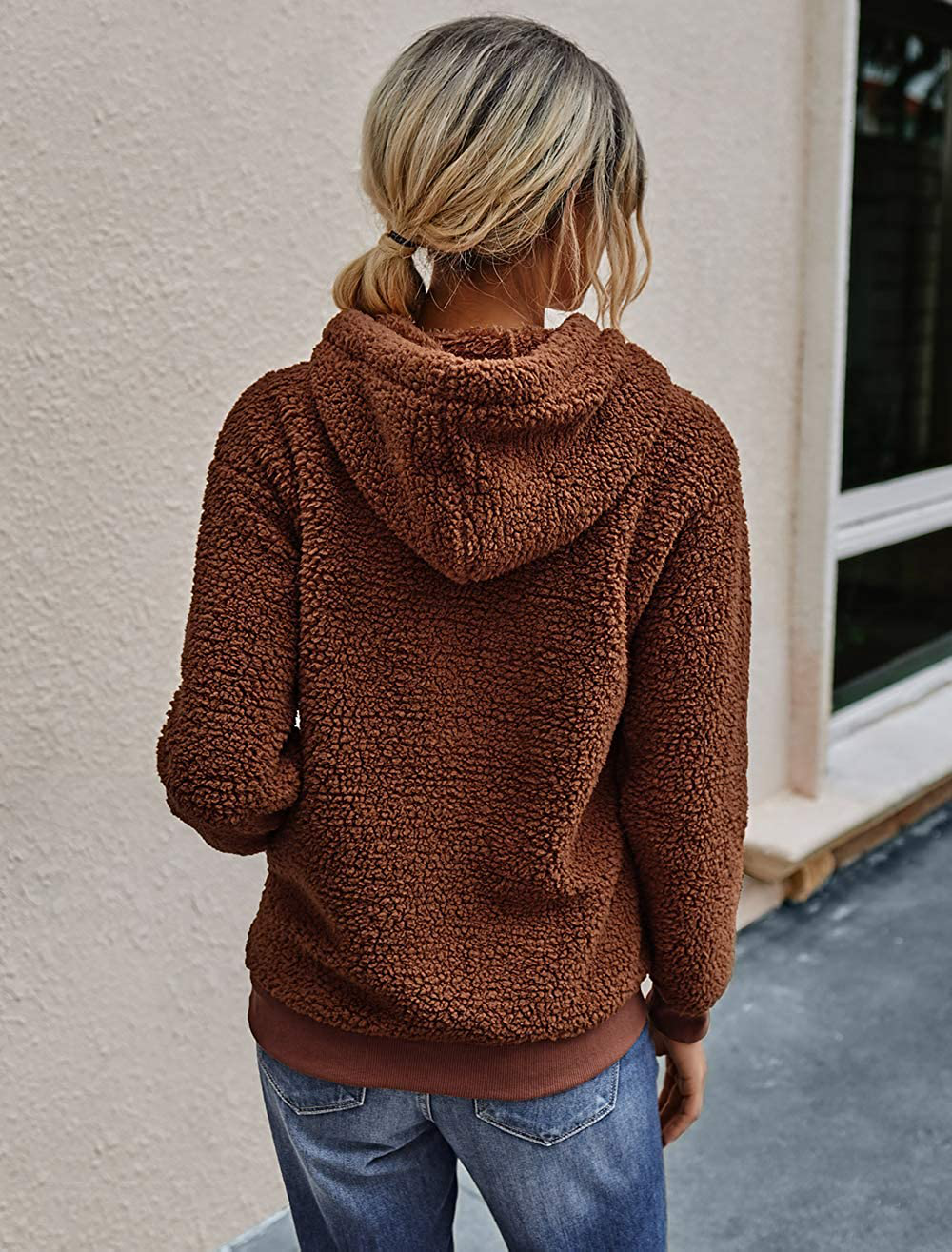 KIRUNDO Winter Women’S Fuzzy Fleece Hoodies Sweatshirts Casual Long Sleeves Shaggy Sherpa Pullover with Pockets Apparel & Accessories > Clothing > Activewear Kylie Max