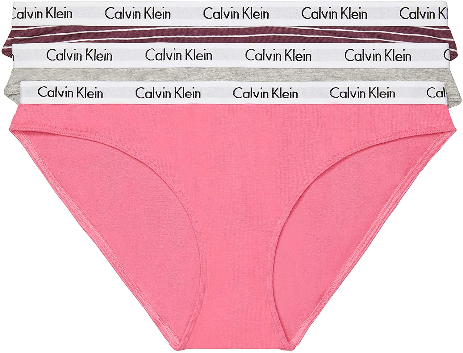 Calvin Klein Women'S Carousel Logo Cotton Bikini Panty Apparel & Accessories > Clothing > Underwear & Socks > Underwear Calvin Klein Feeder Stripe_ripe Berry/Grey Heather/Pink Smoothie 3 Large