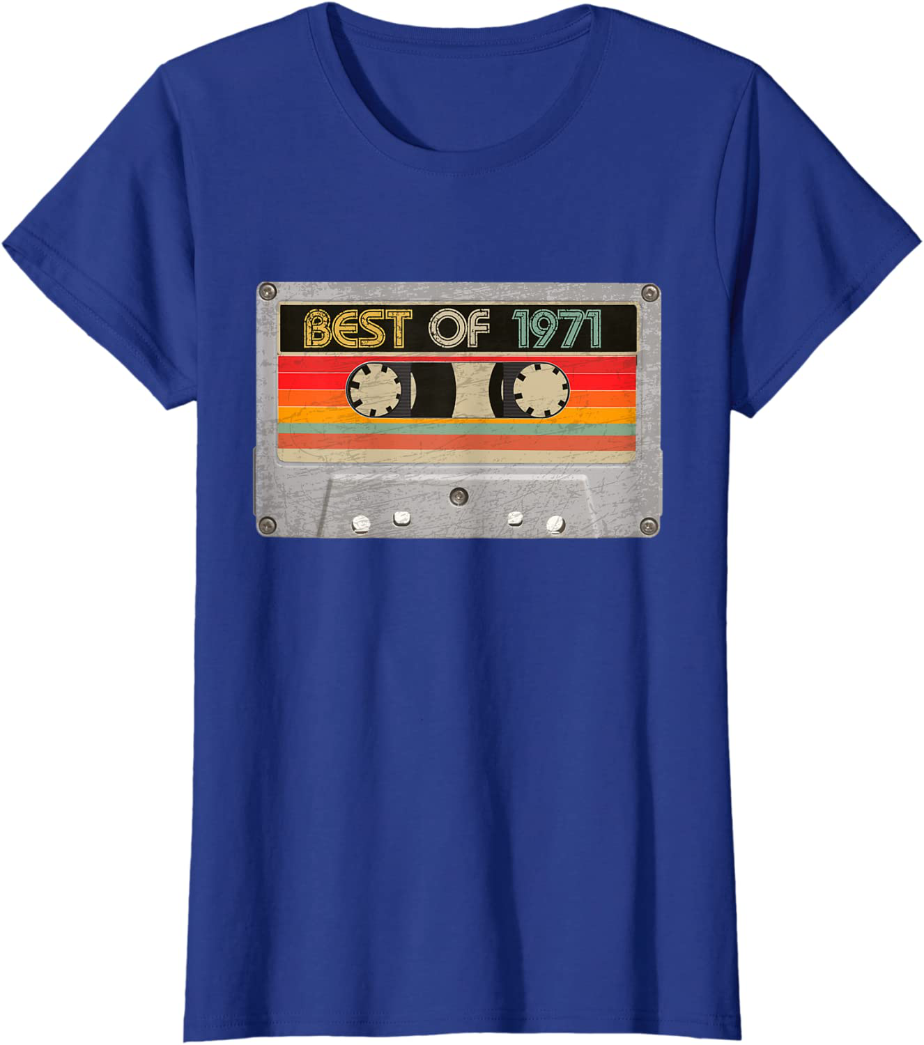 Best Of 1971 50th Birthday Gifts Cassette Tape Vintage T-Shirt Arts & Entertainment > Party & Celebration > Gift Giving BORN Royal Blue Women Medium
