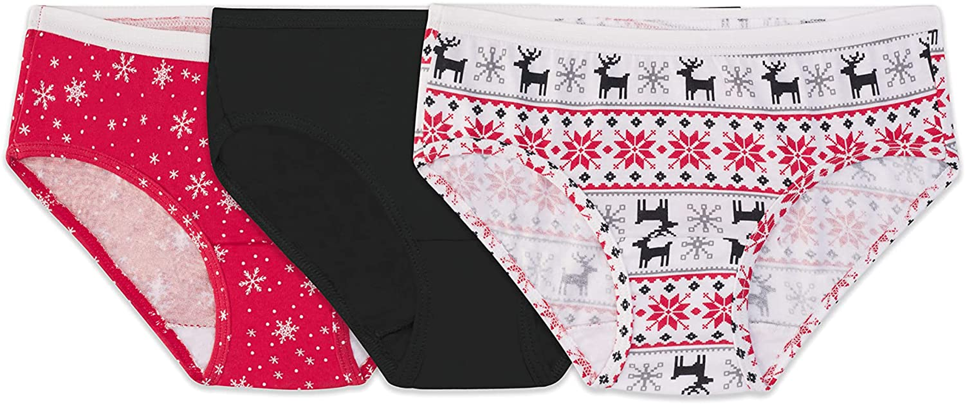 Fruit of the Loom Girls' Cotton Hipster Underwear Apparel & Accessories > Clothing > Underwear & Socks > Underwear Fruit of the Loom 3 Pack - Holiday Prints 4