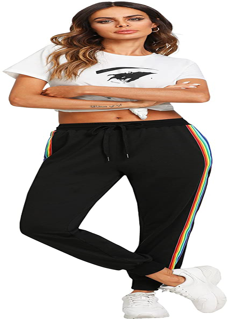 Sweatyrocks Women'S Drawstring Waist Striped Side Jogger Sweatpants with Pocket Apparel & Accessories > Clothing > Activewear Kylie Max