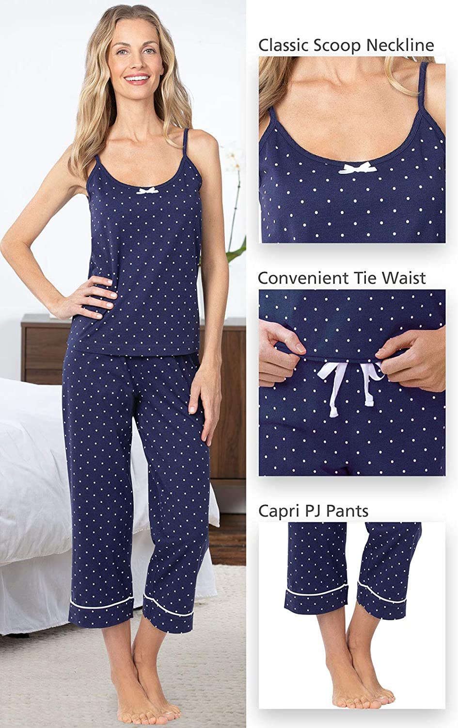 Pajamagram Womens Pjs Cotton Capris - Womens Pajamas Set Apparel & Accessories > Clothing > Sleepwear & Loungewear Kylie Max