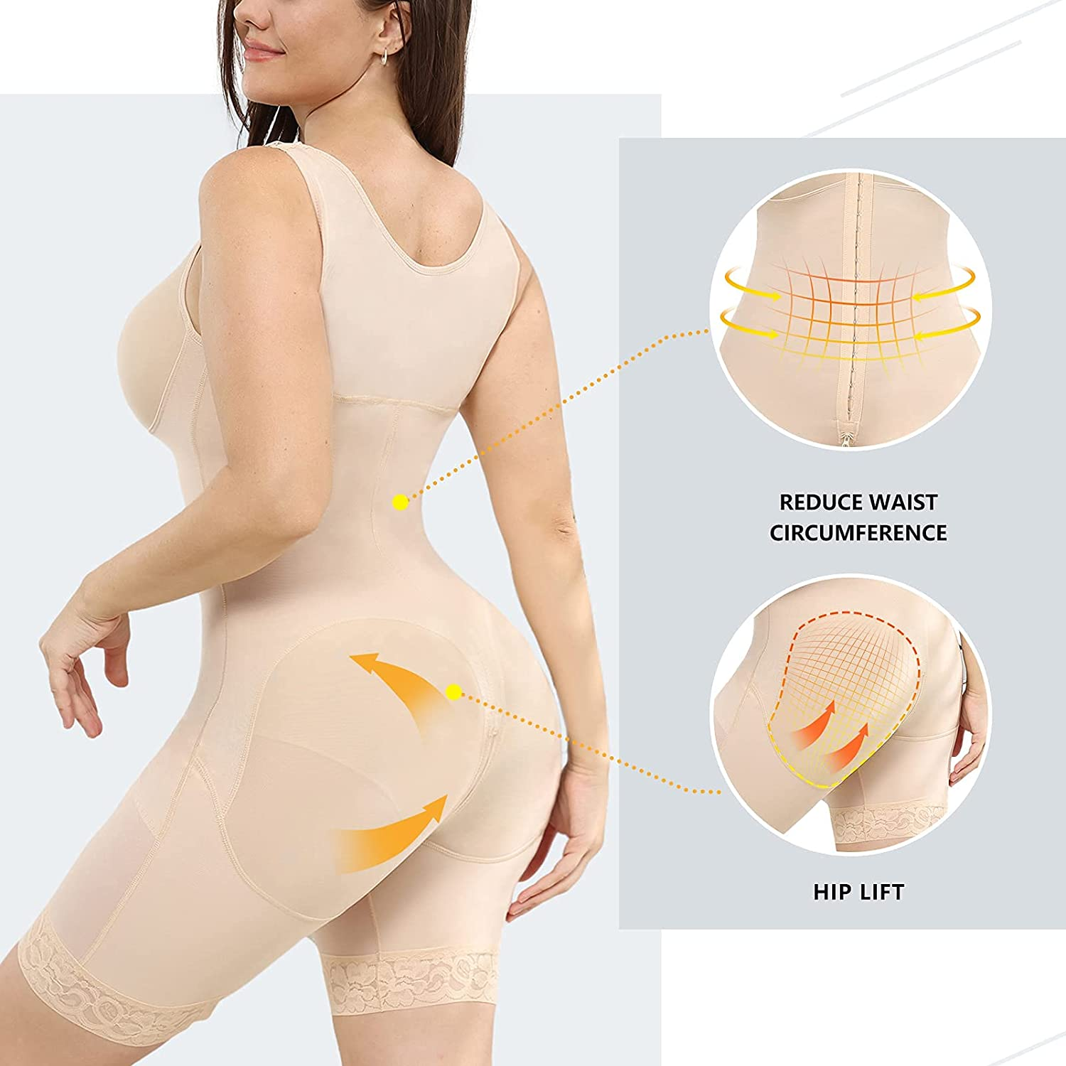 M MYODRESS Full Body Shapewear for Women Faja Colombianas Waist Trainer Compression Garments Apparel & Accessories > Clothing > Underwear & Socks > Shapewear M MYODRESS