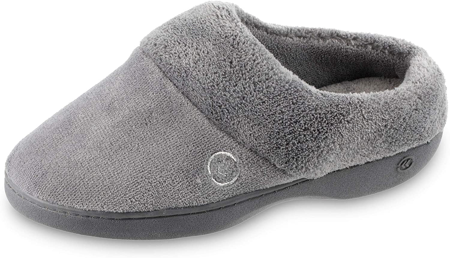 isotoner Women's Cozy Terry Hoodback Clog Slipper with Soft Memory Foam, Comfort Arch Support, and an Indoor/Outdoor Sole Arts & Entertainment > Party & Celebration > Gift Giving KYLIE MAX Ash 7.5-8