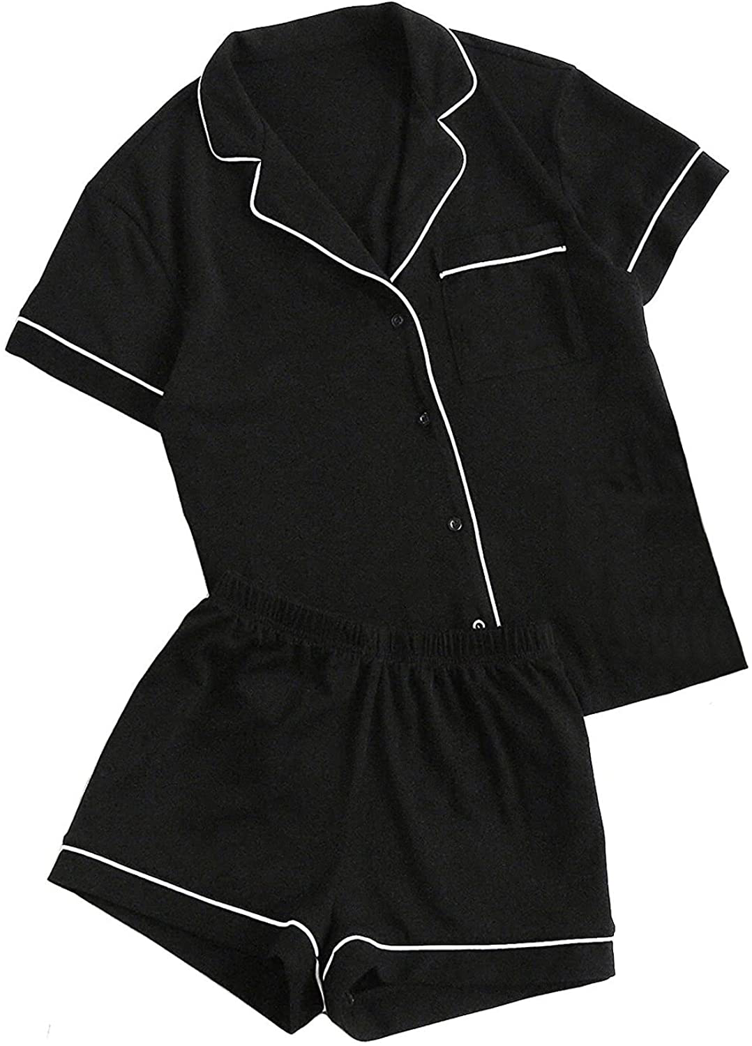 Floerns Women's Notch Collar Short Sleeve Sleepwear Two Piece Pajama Set Apparel & Accessories > Clothing > Sleepwear & Loungewear > Pajamas Floerns