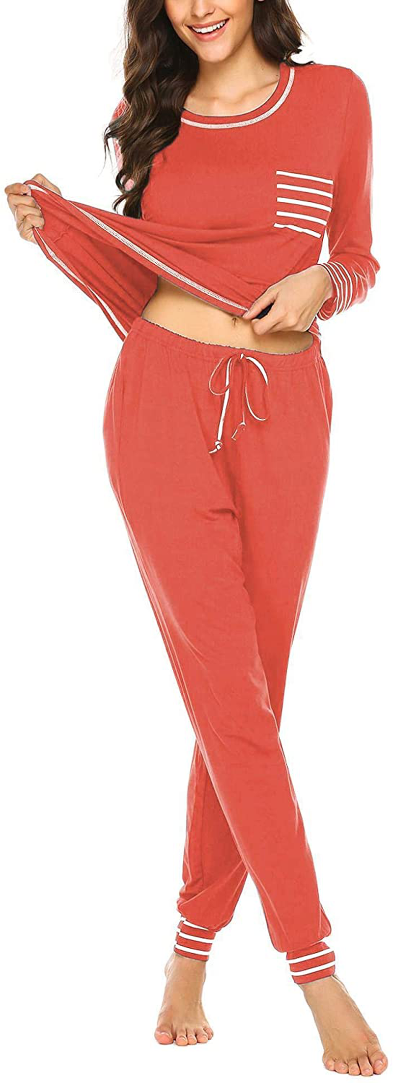 Ekouaer Pajamas Women’S Long Sleeve Sleepwear with Long Pants Soft Loungewear Pj Set S-XXL Apparel & Accessories > Clothing > Sleepwear & Loungewear > Pajamas Kylie Max
