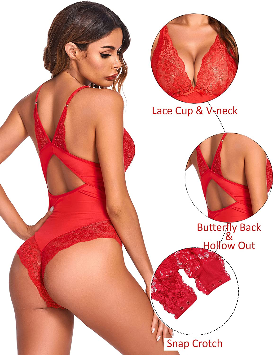 Avidlove Women Lingerie Bodysuit Snap Crotch Teddy One Piece Babydoll Apparel & Accessories > Clothing > Underwear & Socks > Lingerie Avidlove