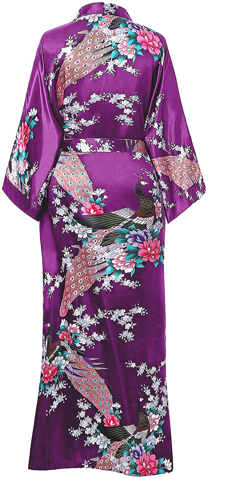 BABEYOND Women'S plus Size Kimono Robe Long Robes with Peacock and Blossoms Printed plus Size Kimono Outfit Apparel & Accessories > Clothing > Sleepwear & Loungewear > Robes KYLIE MAX