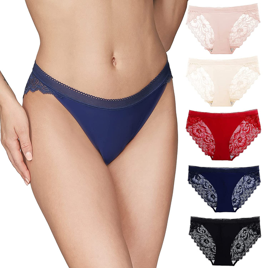 Talanes Women’S High Waisted Lace Underwear Sexy, Ladies Cheeky Lacy Panties Briefs , Soft Full Coverage Panty Multipack Apparel & Accessories > Clothing > Underwear & Socks > Underwear Talanes Low Rise-pink/Skin/Wine Red/Navy Blue/Black Large