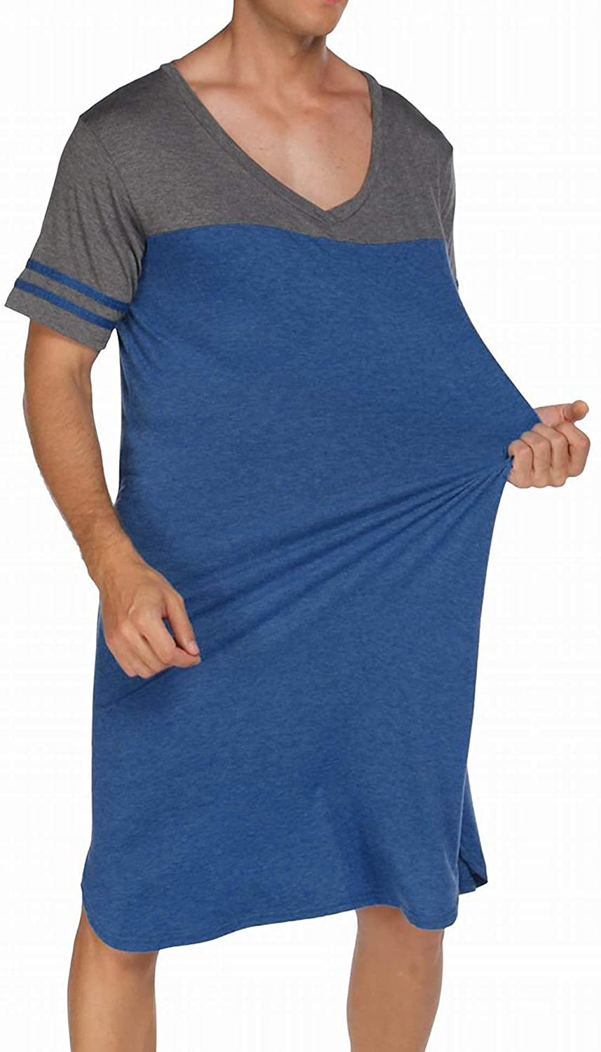 Ekouaer Nightgowns Mens V Neck Long Sleeve Sleepwear Big&Tall Pajama Sleeping Wear Loungewear Nightshirts M-XXXL Apparel & Accessories > Clothing > Sleepwear & Loungewear > Nightgowns Kylie Max