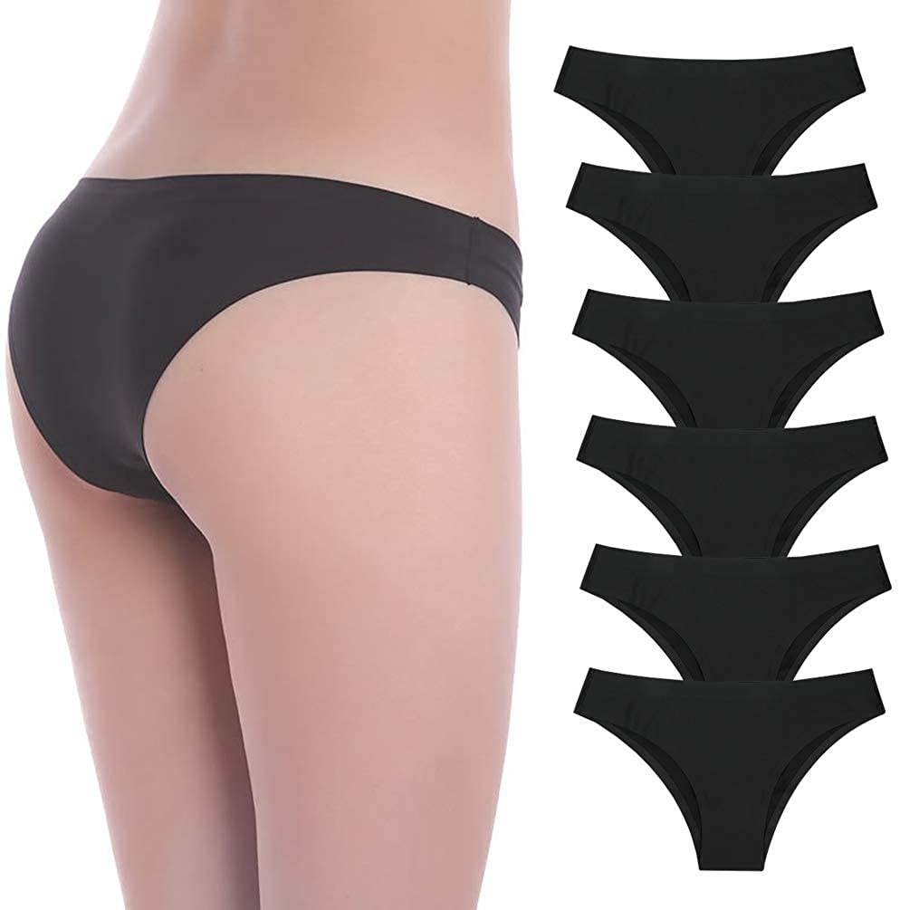 Nightaste Women Seamless No Show Tanga Panties Pack of 6Pcs Half Back Coverage Cheeky Bikini Thong Underwear Apparel & Accessories > Clothing > Underwear & Socks > Underwear Nightaste