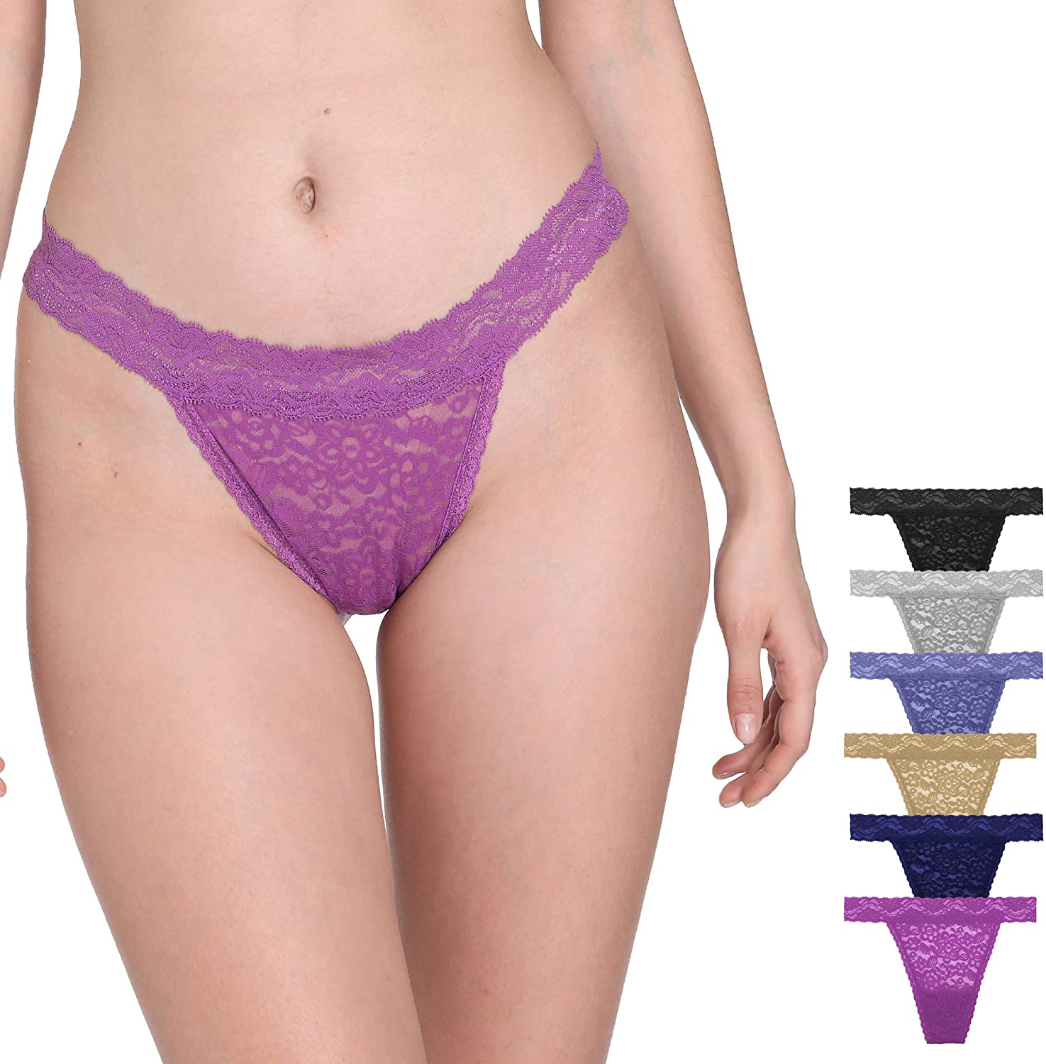 Pmrxi Pack of 10 Sexy Tangas Women Lace Thongs Plus Size Cotton Thongs Panties, Assorted Apparel & Accessories > Clothing > Underwear & Socks > Underwear Pmrxi 6 Pieces-a Large