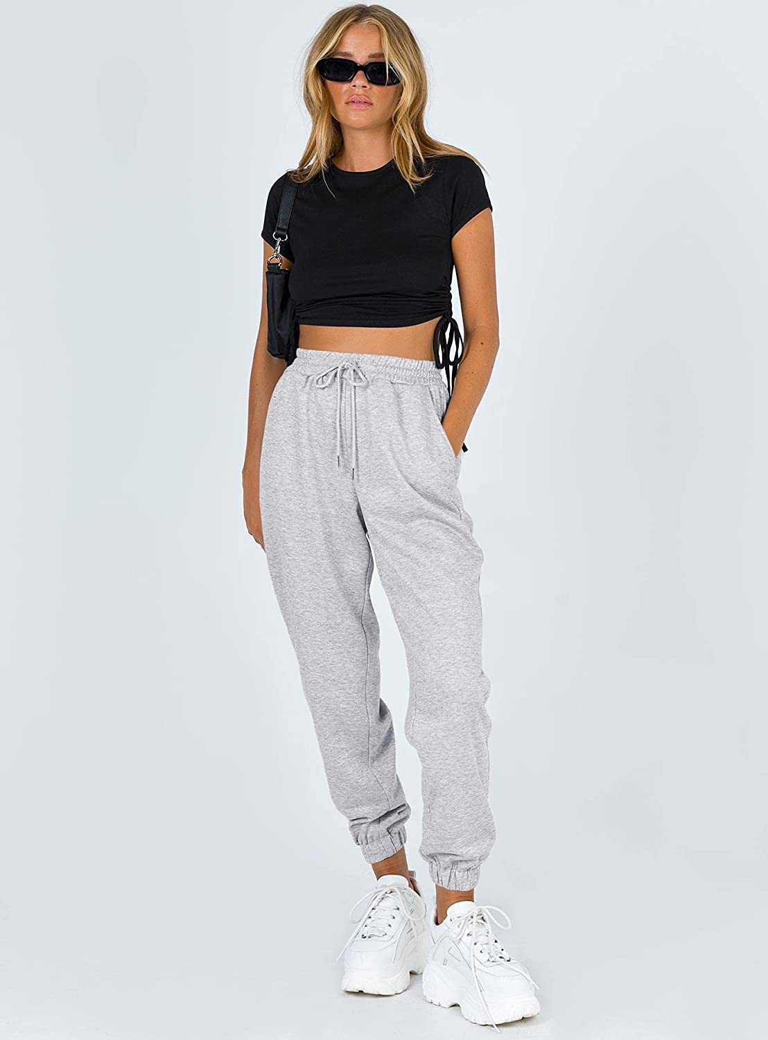 Ezymall Womens Sweatpants Comfy High Waisted Workout Athletic Lounge Joggers Pants with Pockets Apparel & Accessories > Clothing > Activewear Kylie Max