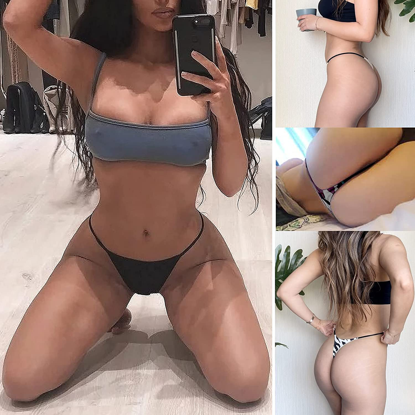 Cotton Thongs for Women Sexy Seamless Woman G String Panties 3 Pack Set Apparel & Accessories > Clothing > Underwear & Socks > Underwear KUKU PANDA